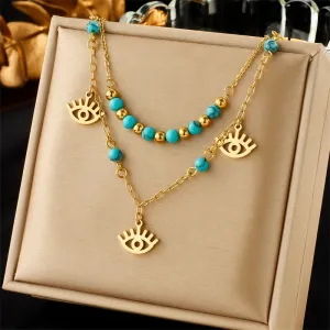 316L Stainless Steel Eye Star Pendant Necklace For Women