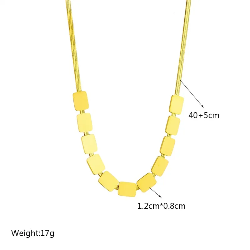 316L Stainless Steel Geometric Square Pendant Necklace For Women