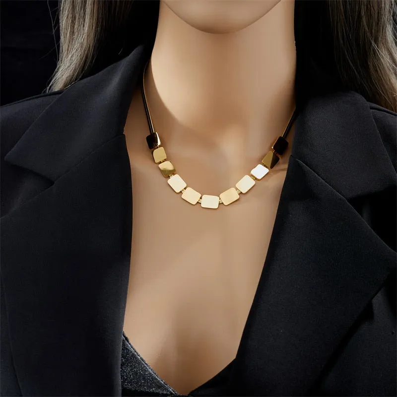 316L Stainless Steel Geometric Square Pendant Necklace For Women