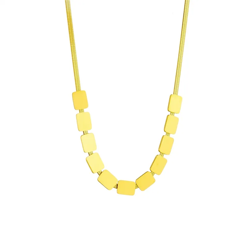 316L Stainless Steel Geometric Square Pendant Necklace For Women