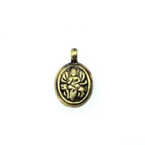3/4" Oxidized Gold Plated Rustic Amba Copper Oval God/Deity Pendant with Attached Ring  - 18mm, Approximately