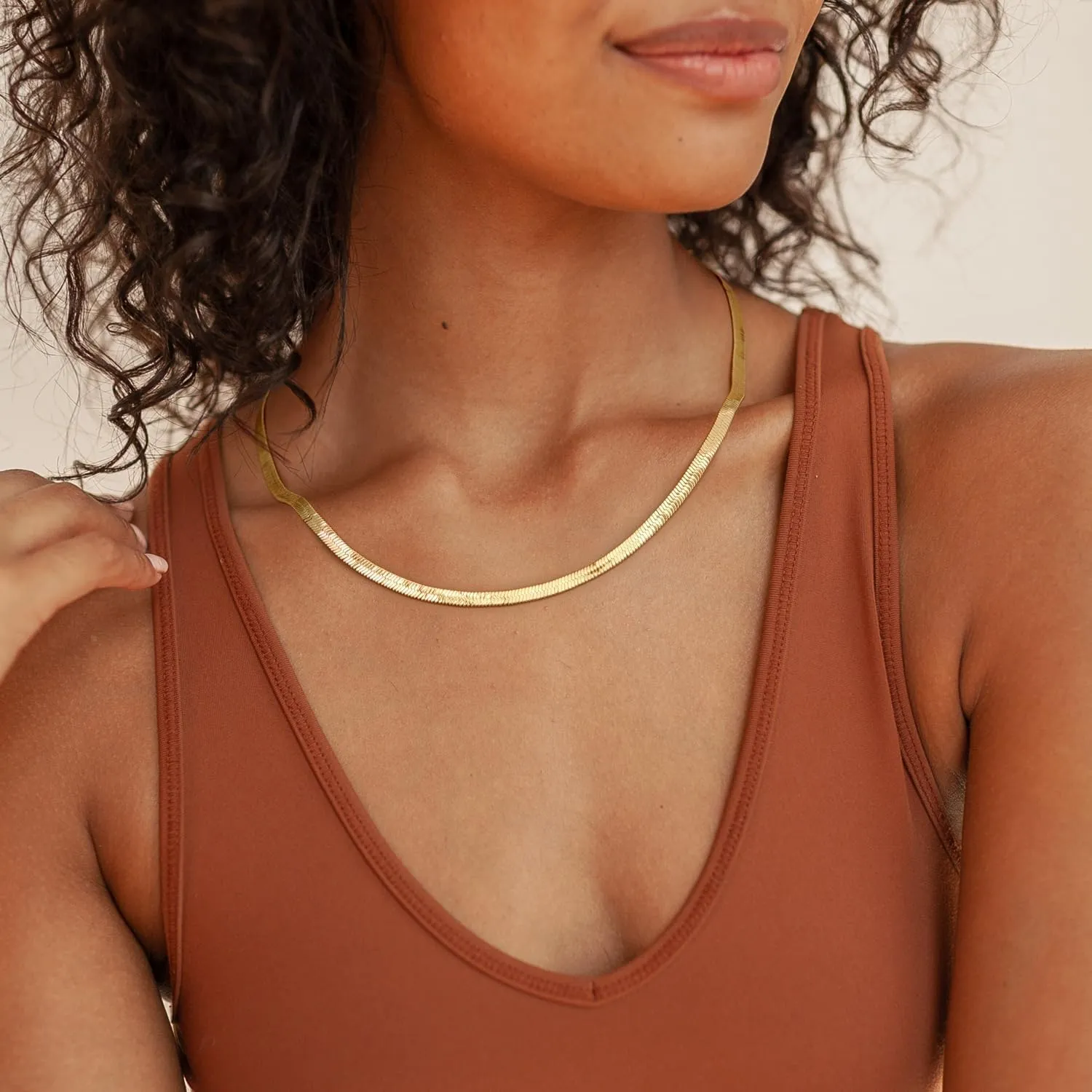 3.5mm Necklaces 14K Gold Chain Necklace Women Mens Chain 14K Gold Necklace for Women Non Tarnish Herringbone Necklaces for Womens Snake Chains 16'' 18'' 20'' 22'' 24'' 26'' 30''