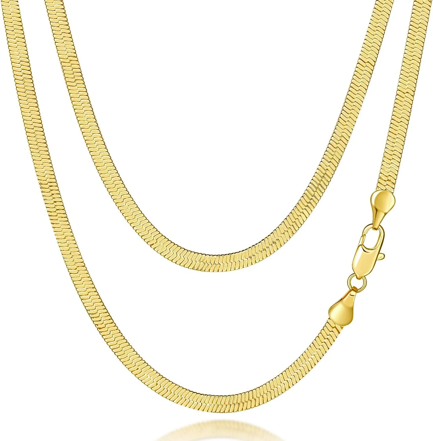 3.5mm Necklaces 14K Gold Chain Necklace Women Mens Chain 14K Gold Necklace for Women Non Tarnish Herringbone Necklaces for Womens Snake Chains 16'' 18'' 20'' 22'' 24'' 26'' 30''