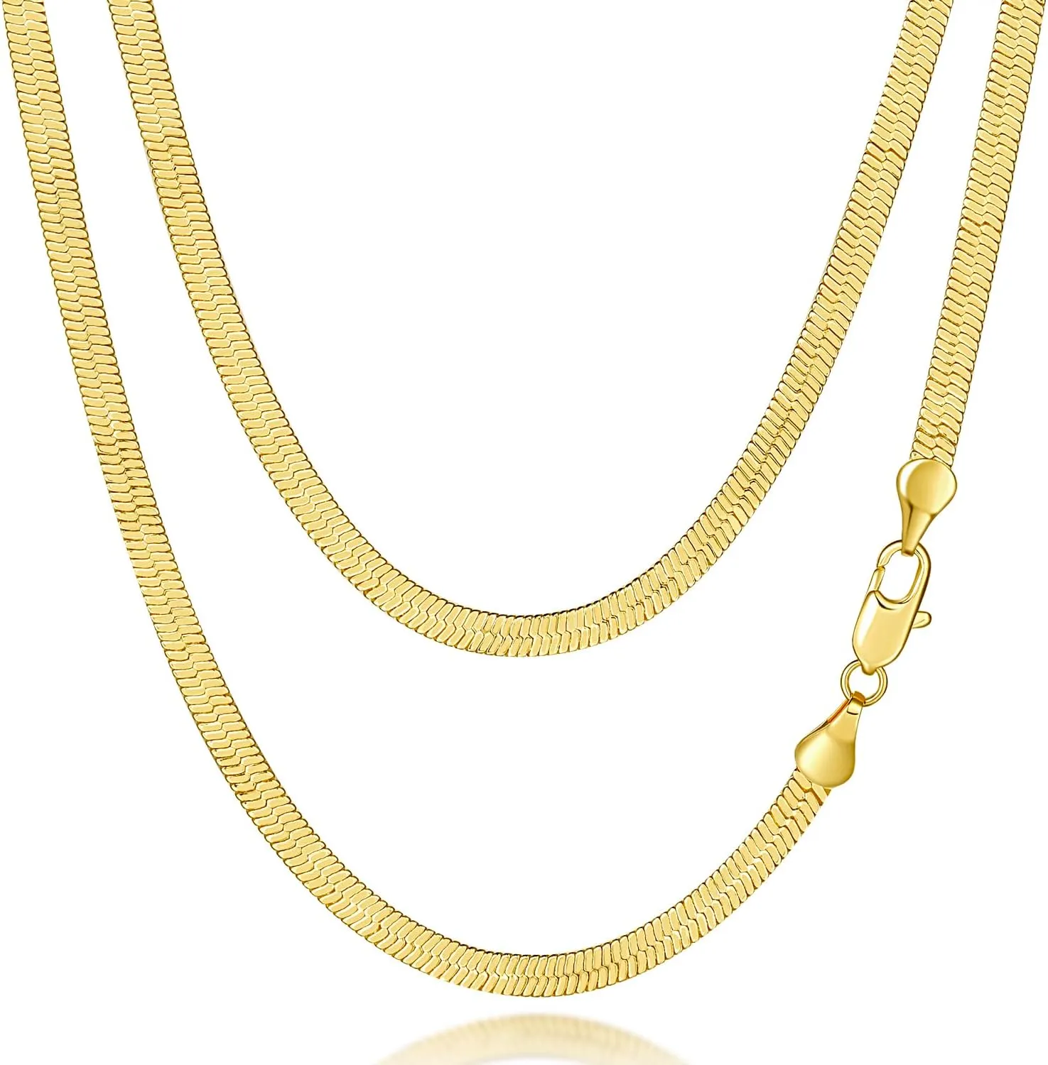 3.5mm Necklaces 14K Gold Chain Necklace Women Mens Chain 14K Gold Necklace for Women Non Tarnish Herringbone Necklaces for Womens Snake Chains 16'' 18'' 20'' 22'' 24'' 26'' 30''