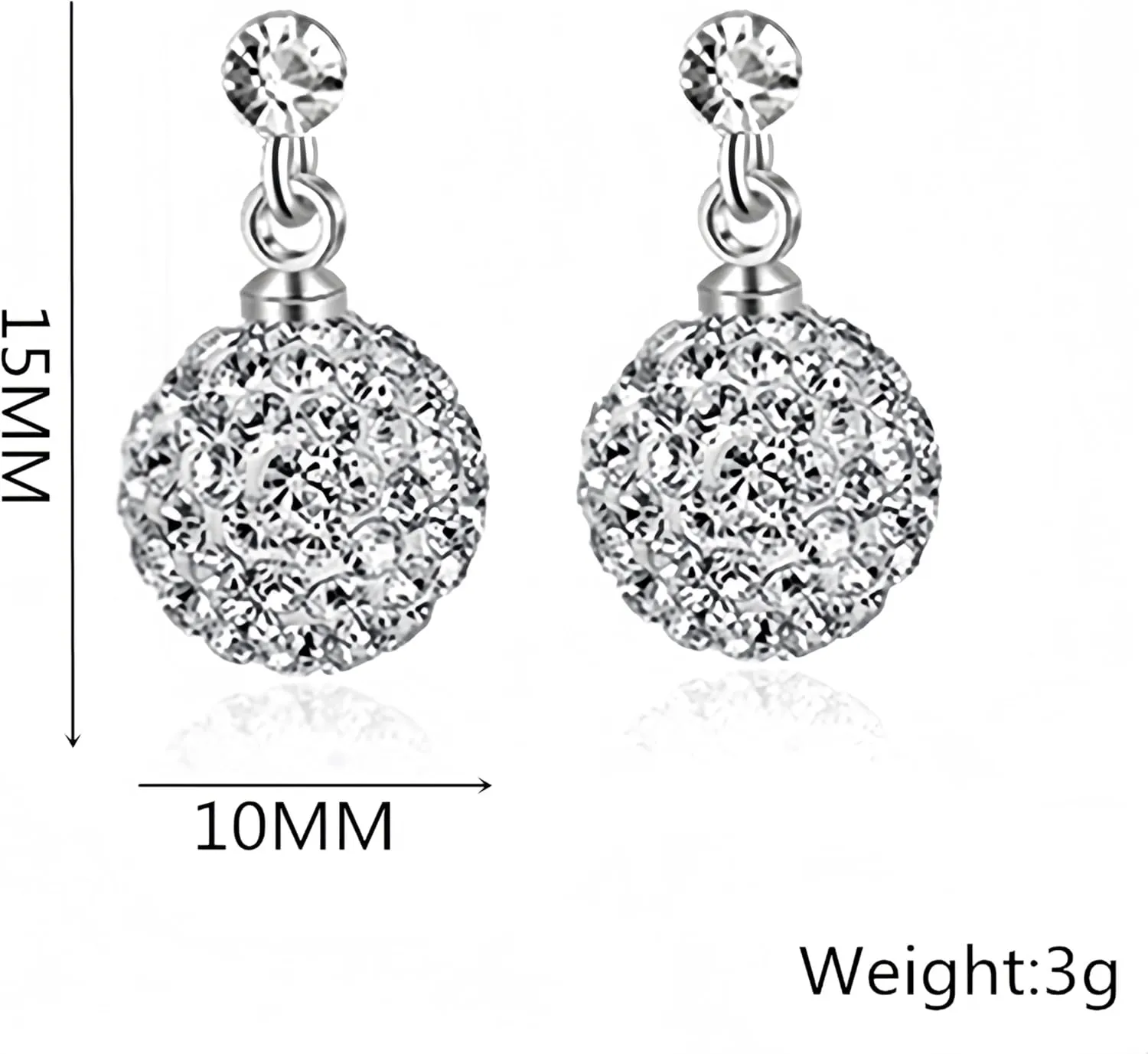 3Pack Set Silver Diamond Crystal Ball Stud Drop Pearl Earrings for Women,Blue White Purple Gemstones Women's Dainty Sparkle Disco Ball Pave Studs Earrings Tassel Post Pierced CZ Pearl Ball Drop Stud Earrings Jewelry for Women