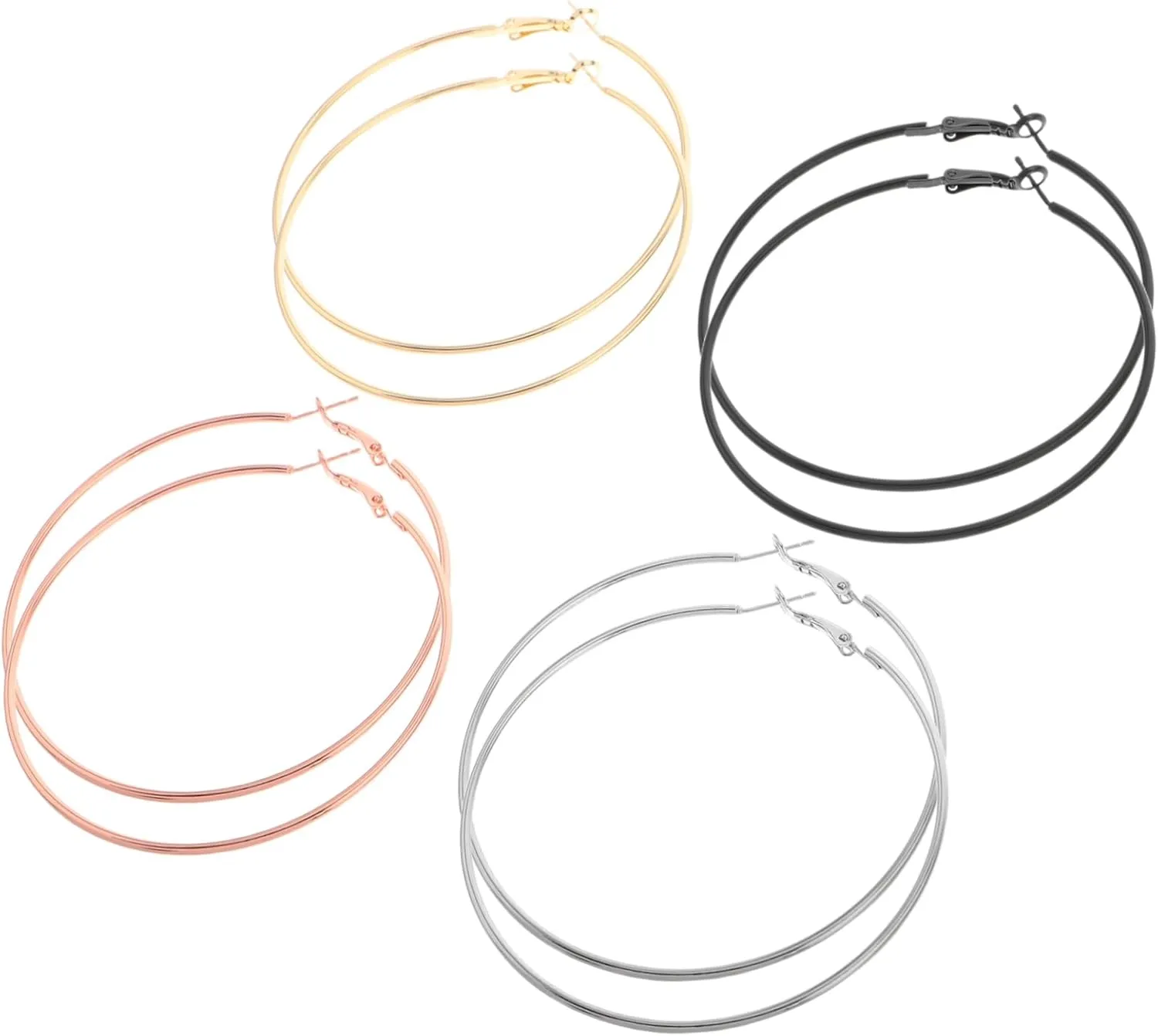 4pairs Large Titanium Steel Hoop Earrings for Women Spring Clasp Circle Design for Everyday Wear Parties and Dates
