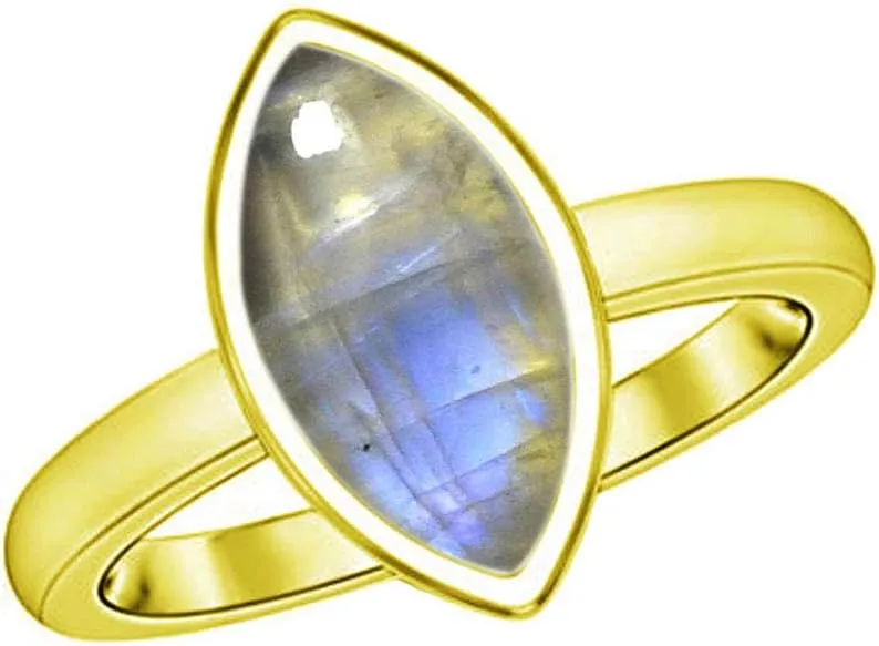 5 Carat Natural Marquise Shape Cabochon Stone Gold Plated Jewellery Handmade Ring Size US 4-13