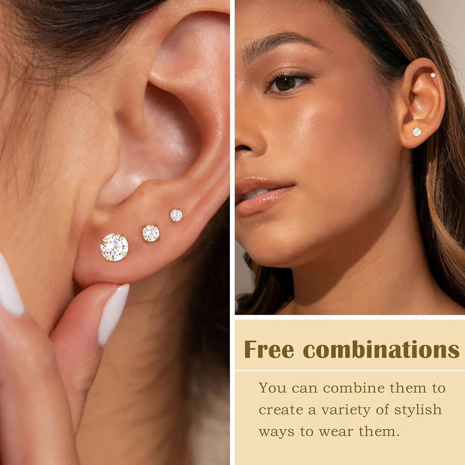 5 Pairs Flat Back Stud Earrings Set for Women Trendy Hypoallergenic Surgical Steel Stud Earrings for Sensitive Ears Cute Cartilage Helix Earring Set for Multiple Piercing Jewelry Gifts