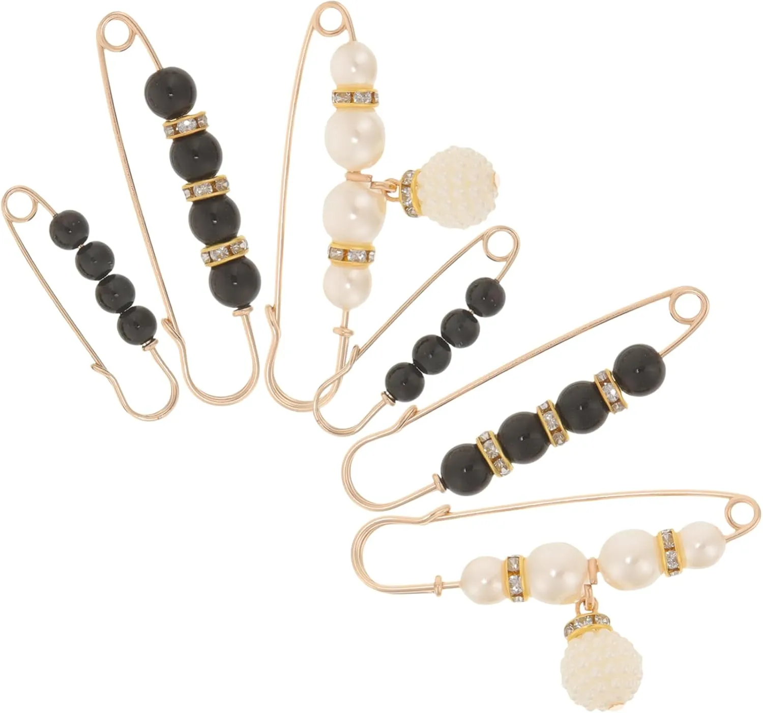 6Pcs Pearl Safety Brooch for Waistband Tightening Clothes Fixing Brooch Elegant Clothing Accessory for Skirts and Pants Prevents Slipping and Improves Fit