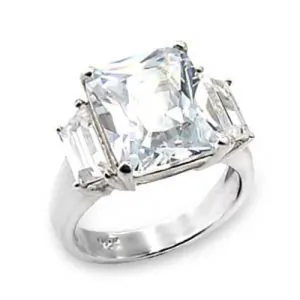 6X058 - 925 Sterling Silver Ring High-Polished Women AAA Grade CZ Clear