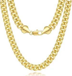 7MM Gold Chain for Men Women 14K Gold Chain Necklace for Women Mens Chains Necklaces Cuban Link Chains 16'' 18'' 20'' 22'' 24'' 26'' 30''
