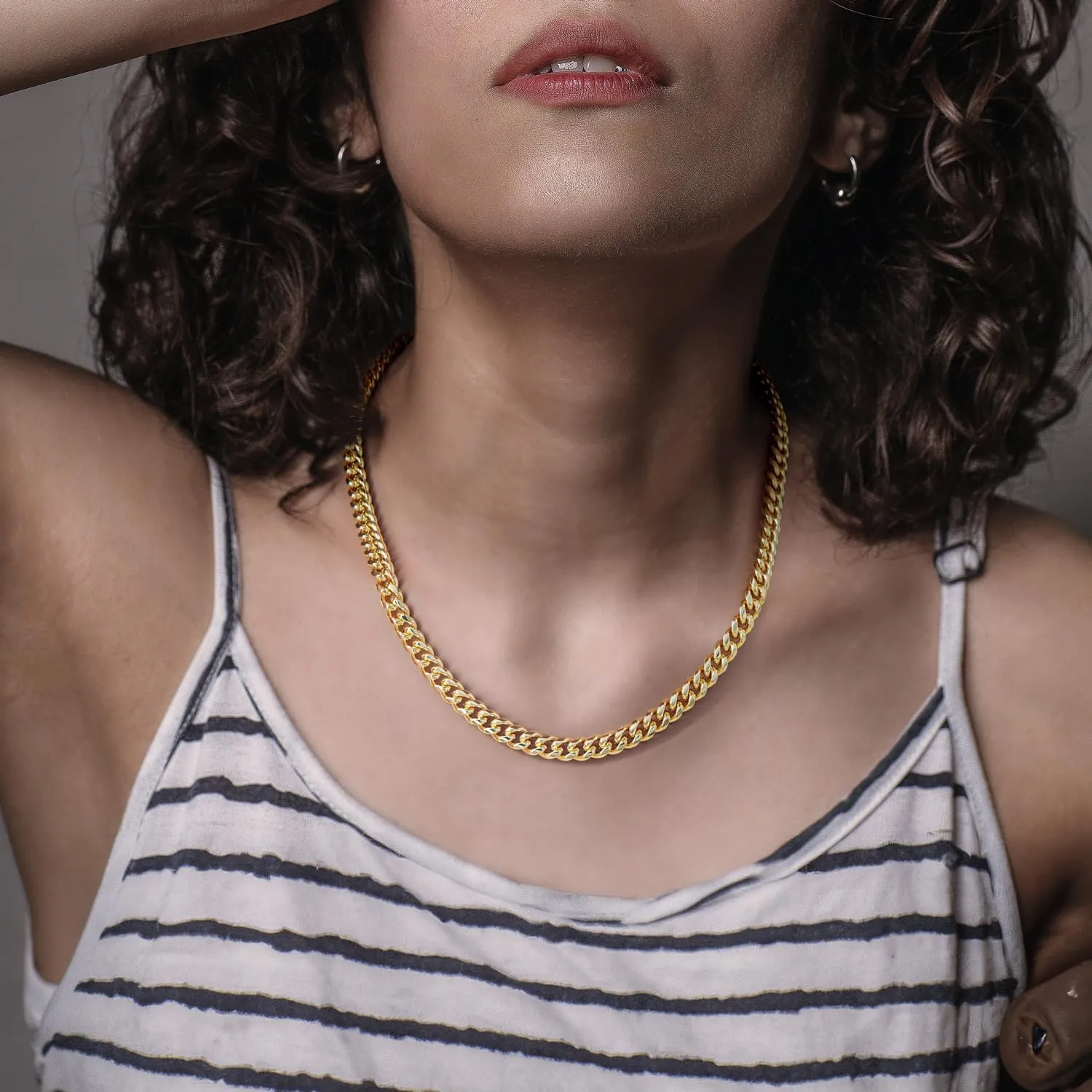 7MM Gold Chain for Men Women 14K Gold Chain Necklace for Women Mens Chains Necklaces Cuban Link Chains 16'' 18'' 20'' 22'' 24'' 26'' 30''