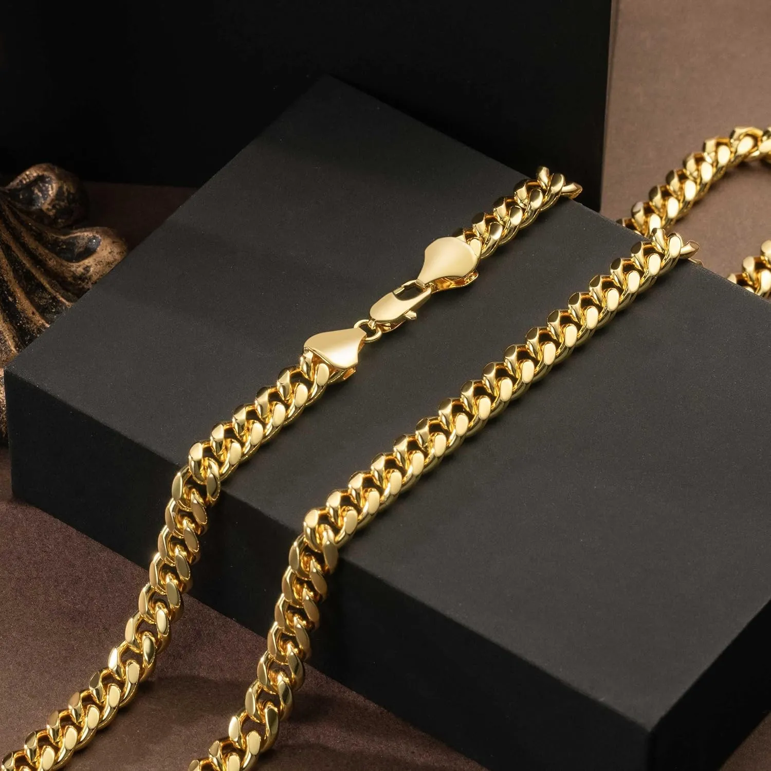 7MM Gold Chain for Men Women 14K Gold Chain Necklace for Women Mens Chains Necklaces Cuban Link Chains 16'' 18'' 20'' 22'' 24'' 26'' 30''