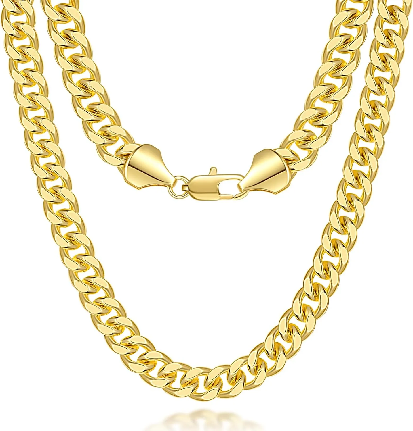 7MM Gold Chain for Men Women 14K Gold Chain Necklace for Women Mens Chains Necklaces Cuban Link Chains 16'' 18'' 20'' 22'' 24'' 26'' 30''