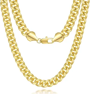 7MM Gold Chain for Men Women 14K Gold Chain Necklace for Women Mens Chains Necklaces Cuban Link Chains 16'' 18'' 20'' 22'' 24'' 26'' 30''