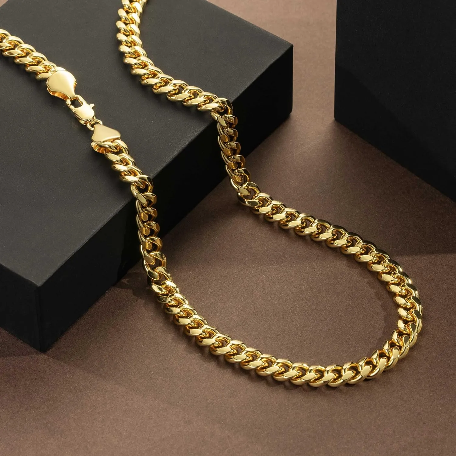 7MM Gold Chain for Men Women 14K Gold Chain Necklace for Women Mens Chains Necklaces Cuban Link Chains 16'' 18'' 20'' 22'' 24'' 26'' 30''