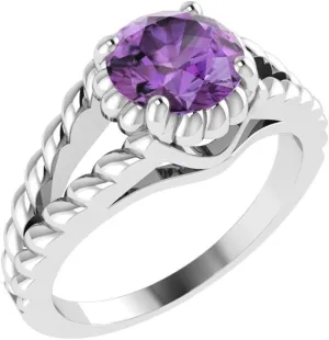 925 Real Sterling Silver Round Cut Prong Gemstone Women Fine Ring