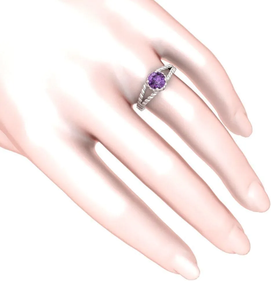 925 Real Sterling Silver Round Cut Prong Gemstone Women Fine Ring
