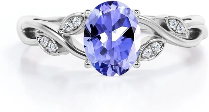 925 Sterling Silver Moonstone Sapphire Emerald Moss Agate Alexandrite Ring for Women 1.5 Carat Gemstone Rings for Her Statement Engagement Ring Jewelry Gifts for Birthday Valentine's Day Christmas