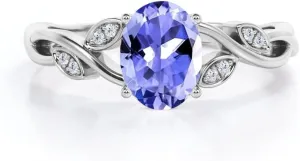 925 Sterling Silver Moonstone Sapphire Emerald Moss Agate Alexandrite Ring for Women 1.5 Carat Gemstone Rings for Her Statement Engagement Ring Jewelry Gifts for Birthday Valentine's Day Christmas