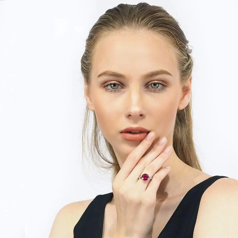 925 Sterling Silver Ring for Women with Trendy Center Gemstone - Fine Statement Piece Jewelry - Fashion Accessory - Ideal Gift for Ladies