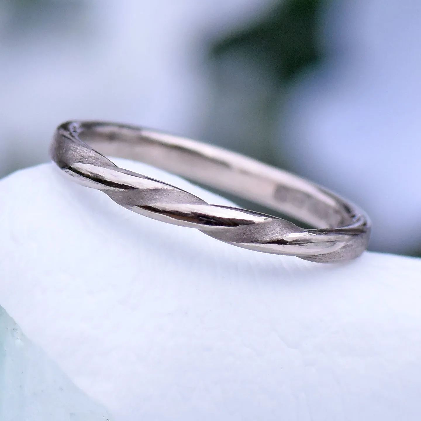 950 Platinum Spun Silk Triple Twist Wedding Ring