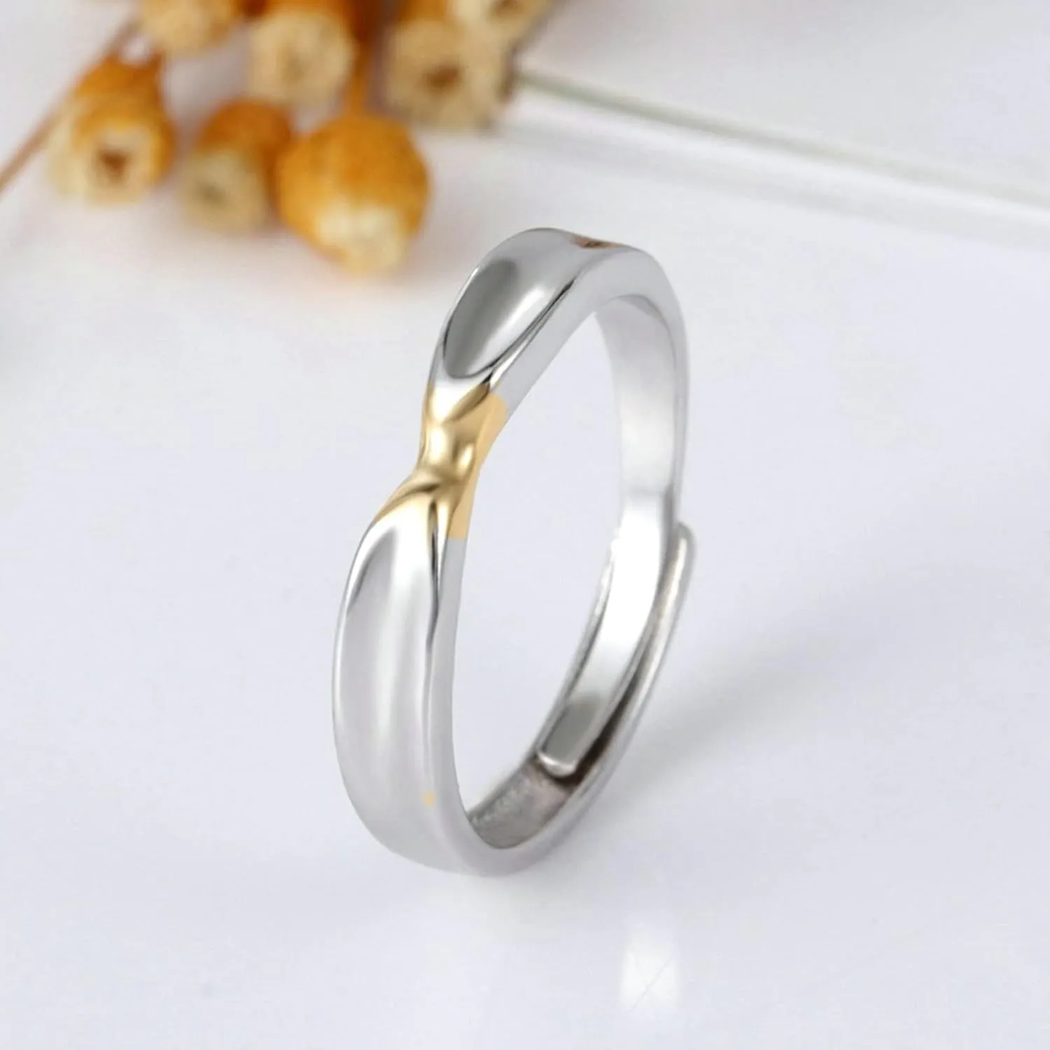 Adjustable Promise Rings, Matching Rings Sterling Silver with Silver Love Kiss Couple Adjustable Band Jewelry Gift