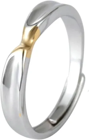 Adjustable Promise Rings, Matching Rings Sterling Silver with Silver Love Kiss Couple Adjustable Band Jewelry Gift