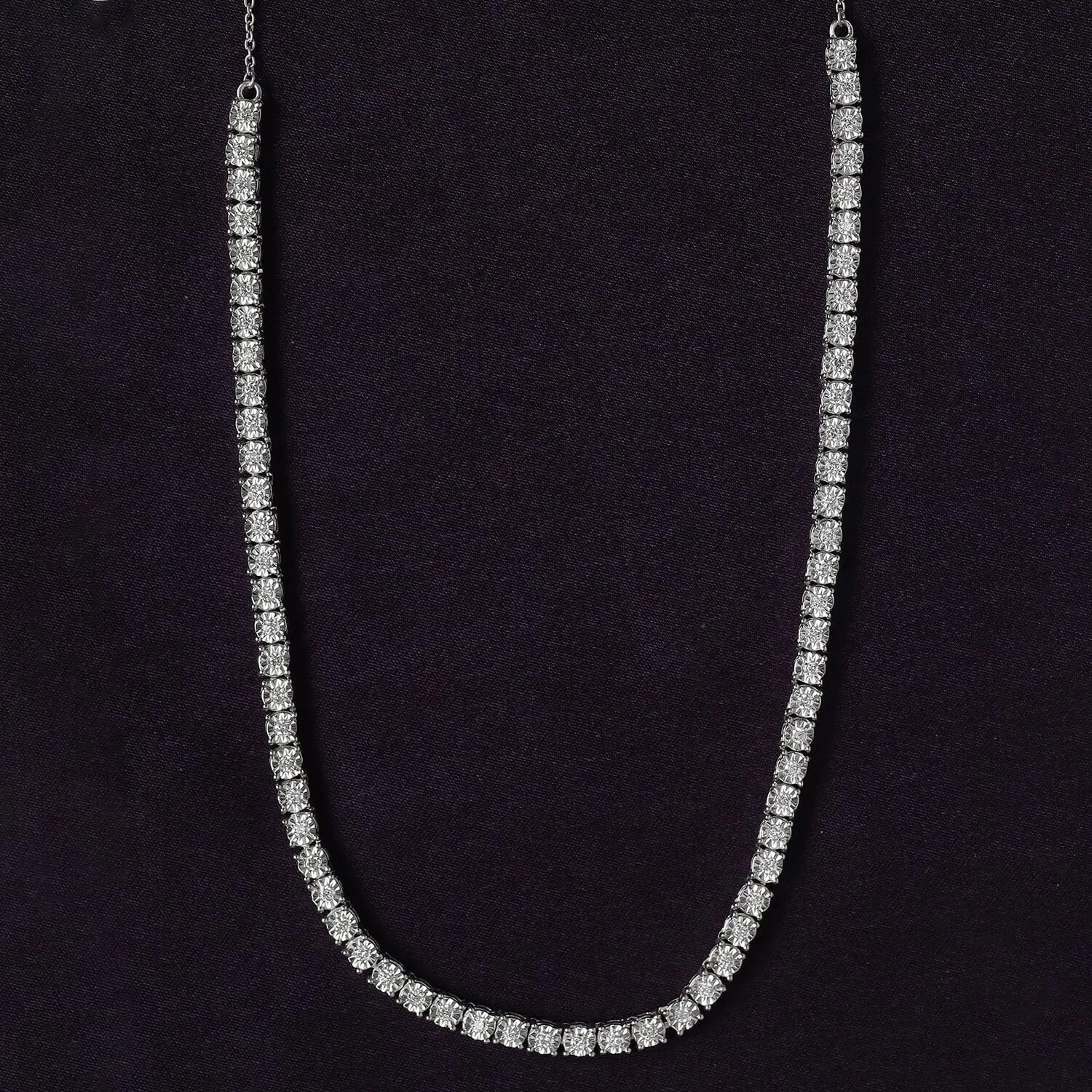 AFFY Tennis Necklace for Women, 1.00 Carat Round Lab Grown Diamond Dainty Choker Necklace In 14K Gold Over Sterling Silver 18" Long Chain Necklace Jewelry Gifts For Her