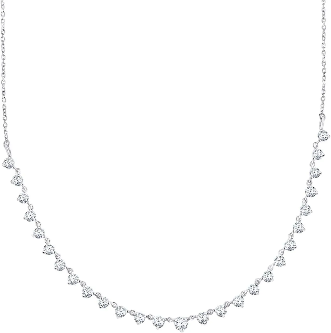 AFFY Tennis Necklace for Women, 2.00 Carat Round Lab Grown Diamond Dainty Choker Necklace In 14K Gold Over Sterling Silver 18" Long Chain Necklace Jewelry Gifts For Her