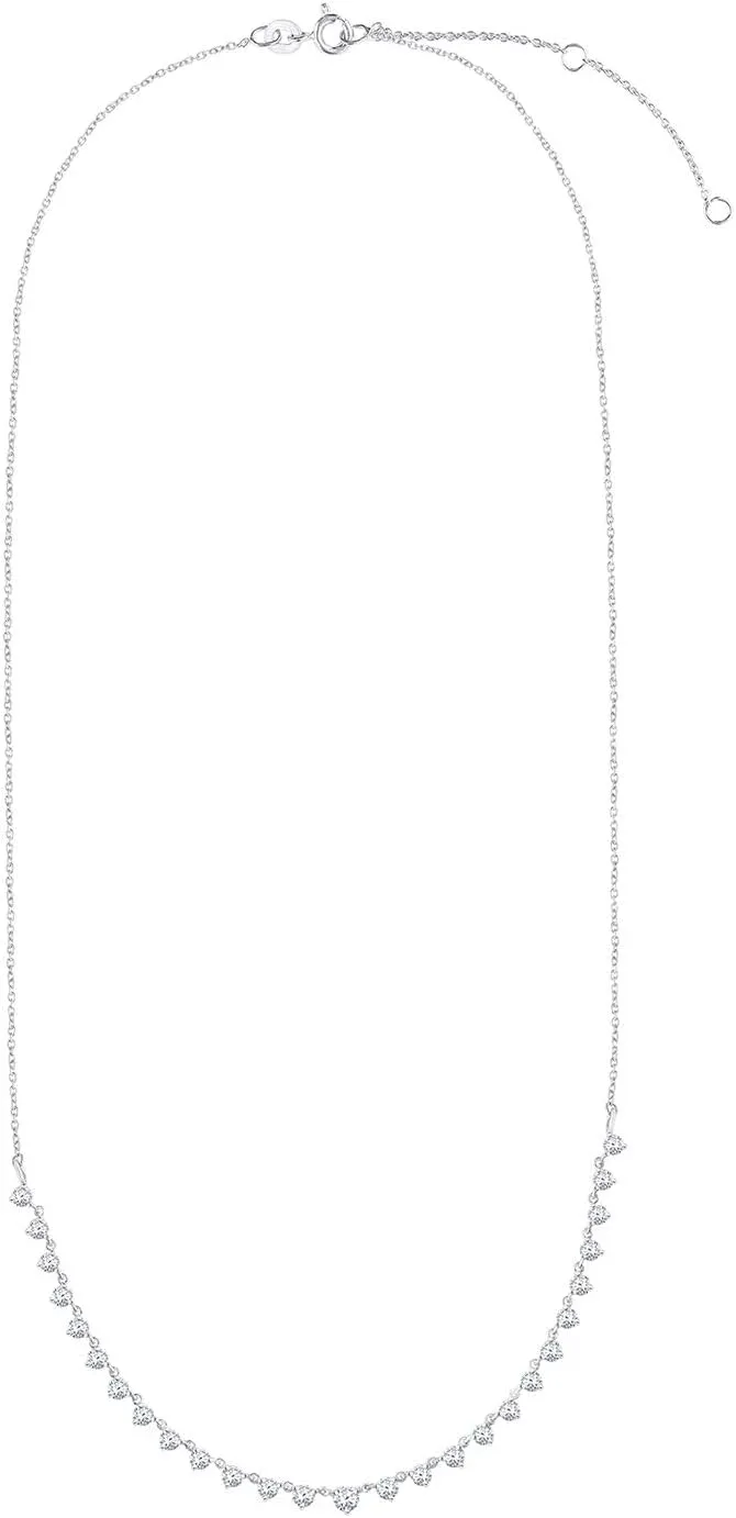 AFFY Tennis Necklace for Women, 2.00 Carat Round Lab Grown Diamond Dainty Choker Necklace In 14K Gold Over Sterling Silver 18" Long Chain Necklace Jewelry Gifts For Her