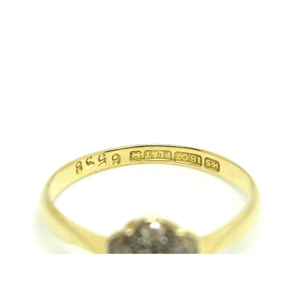 Antique Edwardian Diamond 18ct Gold Daisy Ring