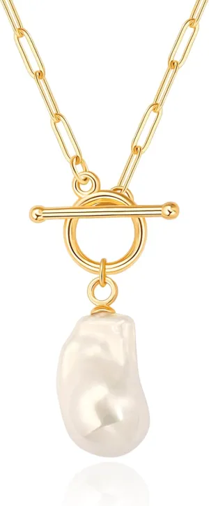 Aobei Pearl 18K Gold Moon Star Lion Evil Eye Love Heart Cross Pendant Necklace Medallion Paperclip Chian Choker Layering Jewery for Women