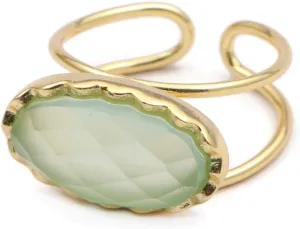 Aqua Chalcedony Gold Plated Design Rings Single Stone Gemstone Handmade Adjustable Rings Available 5,6,7,8,9