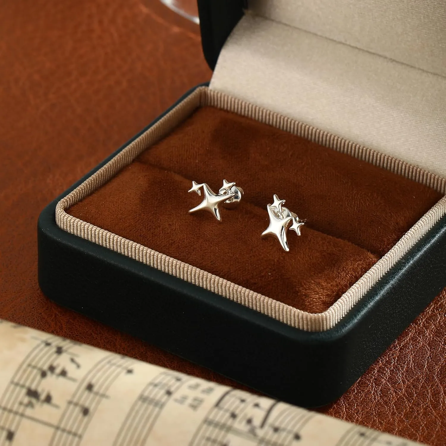 ASCOMY Gold Earrings for Women Dainty Stud Earrings 14K Gold/Silver Plated Heart Earring Cute Star Stud Earring Gold Minimalist Jewelry Gifts for Her