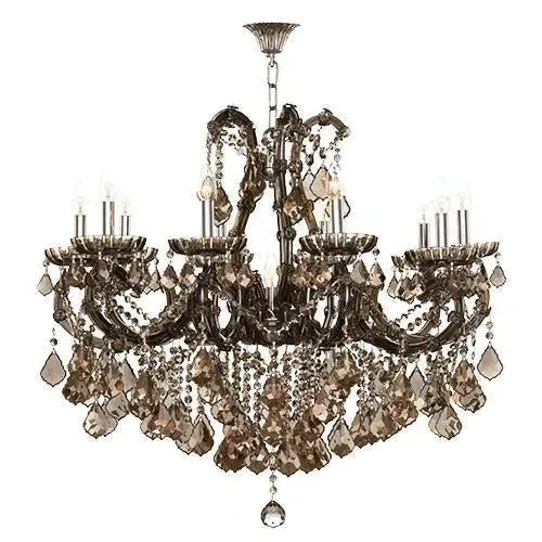 Asfour - Maria Theresa Chandelier - 11 Bulbs - Chrome - Pendeloque Honey