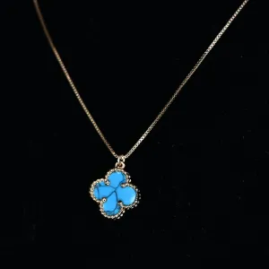 Athena Designs 18KT Gold Fill Enamel Turquoise Clover Pendant