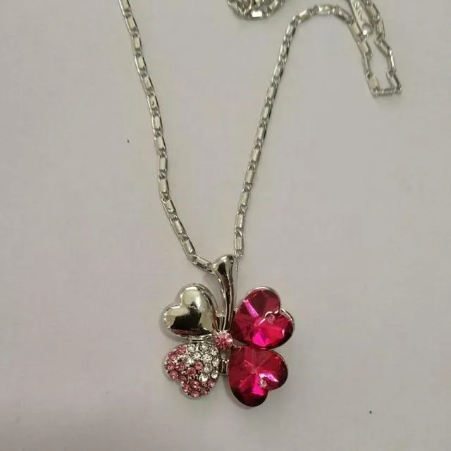 Austrian Crystal  four Leaf Clover pendant necklaces