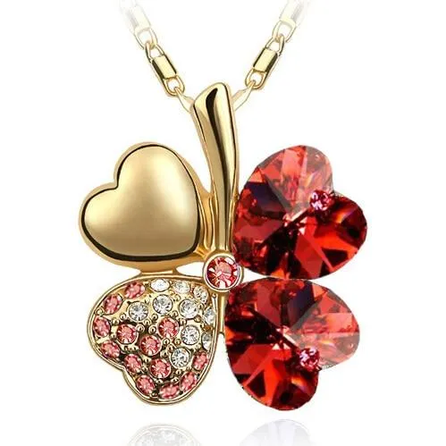 Austrian Crystal  four Leaf Clover pendant necklaces