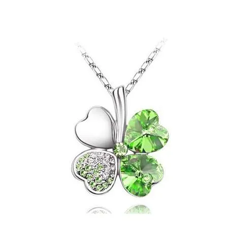 Austrian Crystal  four Leaf Clover pendant necklaces