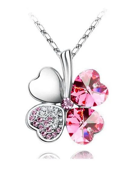 Austrian Crystal  four Leaf Clover pendant necklaces