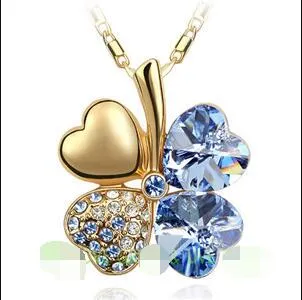 Austrian Crystal  four Leaf Clover pendant necklaces