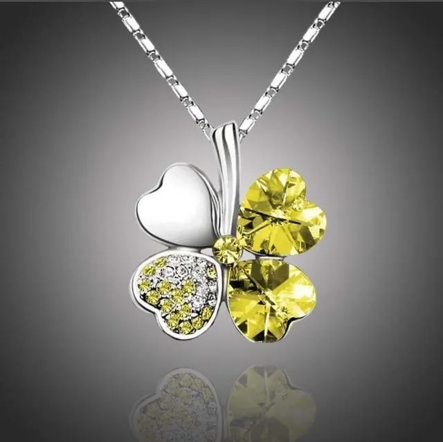 Austrian Crystal  four Leaf Clover pendant necklaces