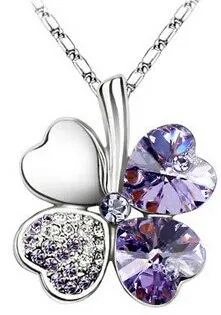 Austrian Crystal  four Leaf Clover pendant necklaces