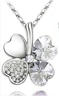 Austrian Crystal  four Leaf Clover pendant necklaces