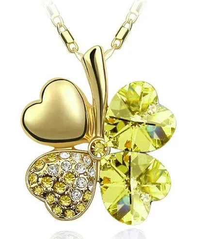 Austrian Crystal  four Leaf Clover pendant necklaces