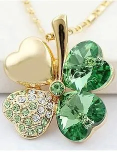 Austrian Crystal  four Leaf Clover pendant necklaces