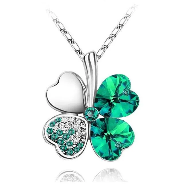 Austrian Crystal  four Leaf Clover pendant necklaces