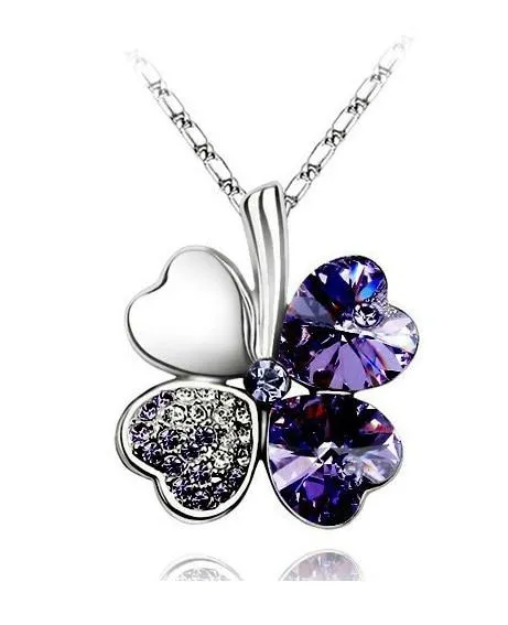 Austrian Crystal  four Leaf Clover pendant necklaces