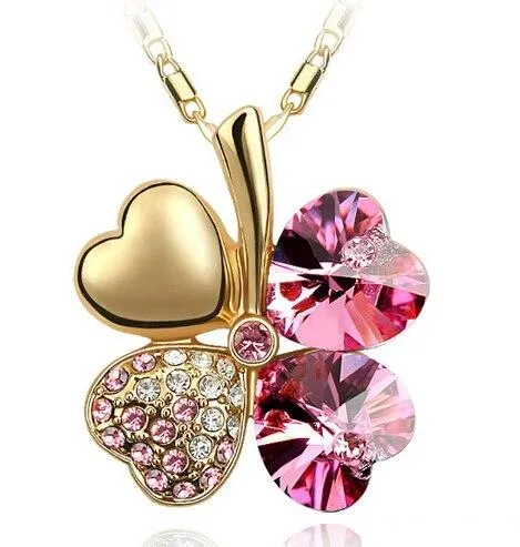 Austrian Crystal  four Leaf Clover pendant necklaces